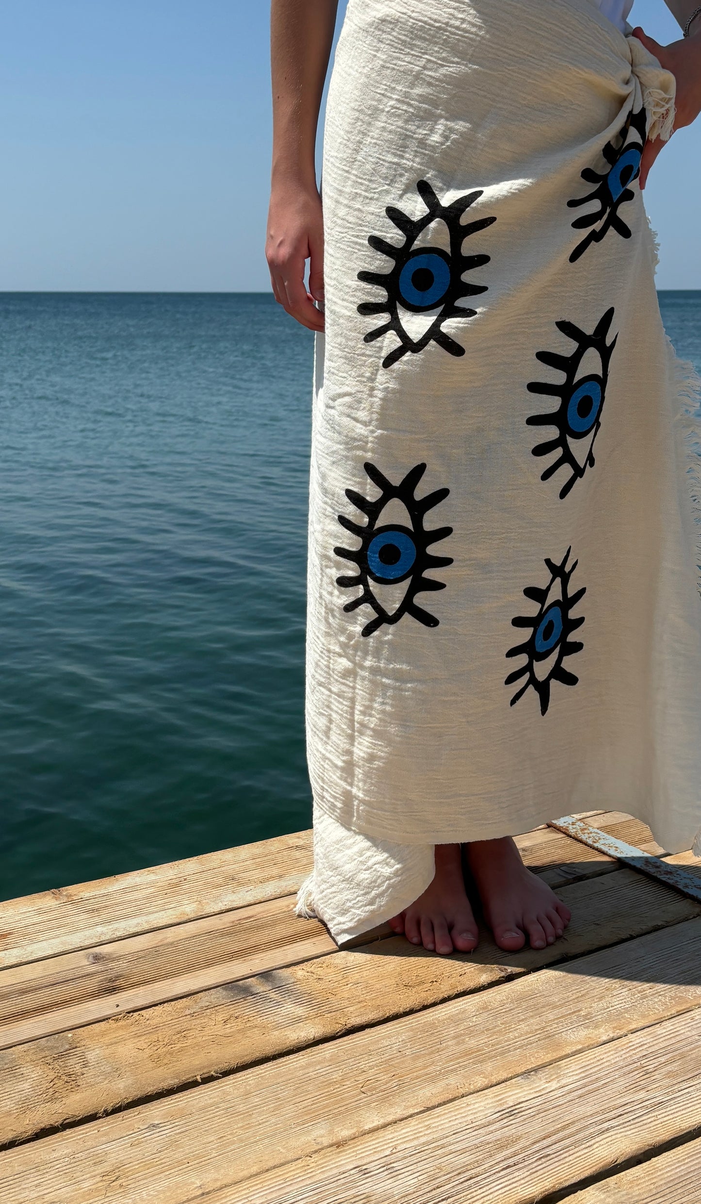 Muslin Beach Towel, Patterned Decoration Towel, Eye patterned towel, Bachelorette Gift Towel, Bridesmaid Gift, Organic Cotton, 100% Cotton