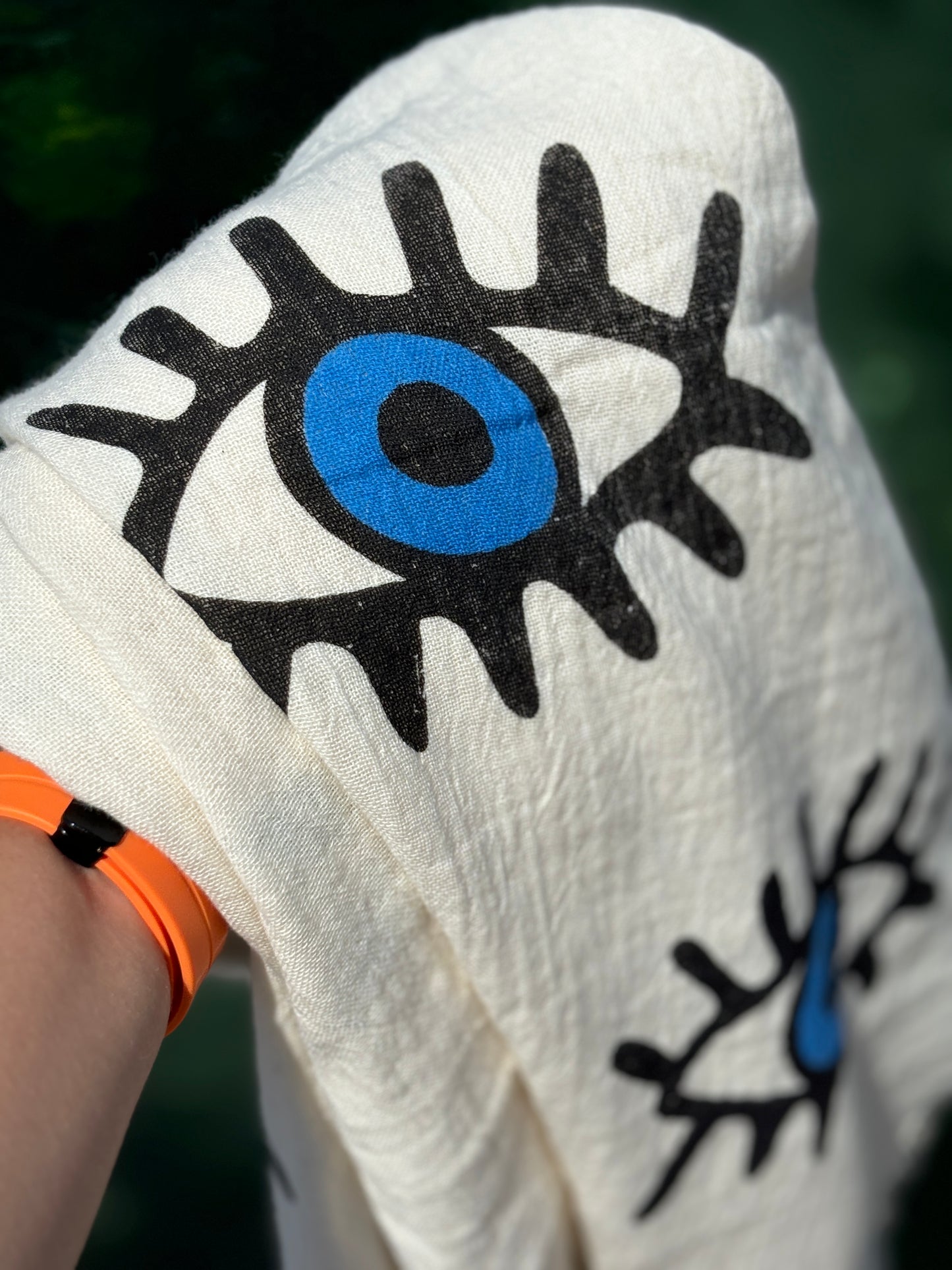 Muslin Beach Towel, Patterned Decoration Towel, Eye patterned towel, Bachelorette Gift Towel, Bridesmaid Gift, Organic Cotton, 100% Cotton